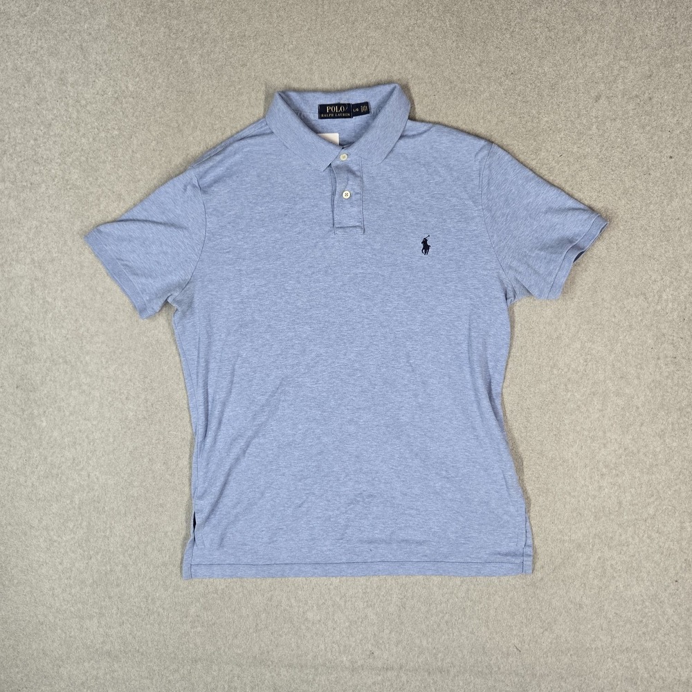 Polo Ralph Lauren Men Polo L/G Light Blue Embroidered Pony Logo Button